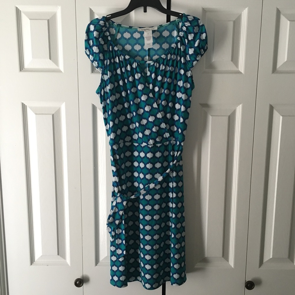 LAUNDRY BY DESIGN Print Short Sleeve Wrap Dress